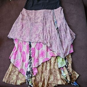 Multicolor Layered Women's Skirt 100% SILK